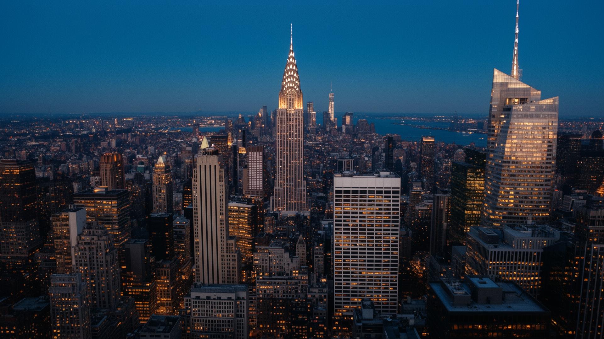 Midtown Manhattan skyline at dusk